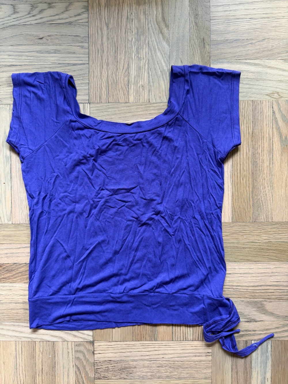 Purple Short-Sleeve Tie-Hem Women’s Top